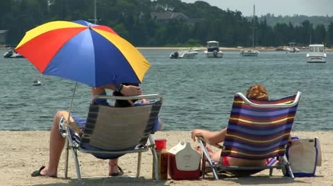 Relaxing beach picnic Stock Footage 12164960