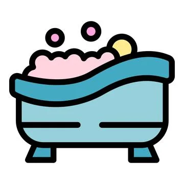 Relaxing bubble bath with foam and soap bubbles floating Stock Illustration