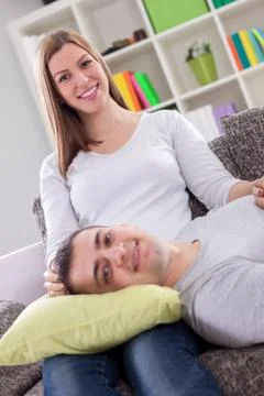 Relaxing on couch Stock Photos