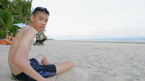 Relaxing Day at the Beach Stock Footage 313832449