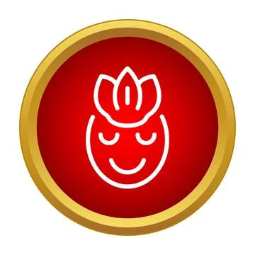 Relaxing face icon on red button with golden border Stock Illustration