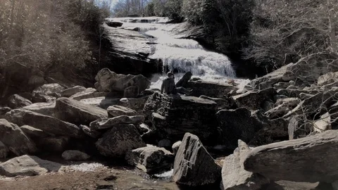 Relaxing by the falls Stock Footage 89700740