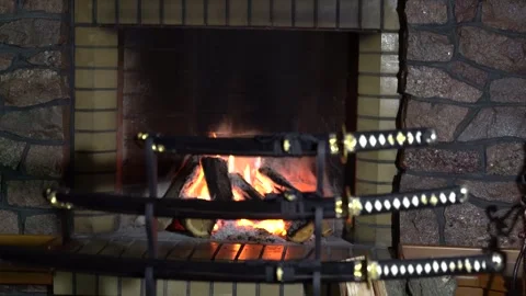 Relaxing fire in the fireplace Stock Footage 252319479