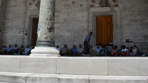 Relaxing in Front of The Mosque Stock Footage 46190776