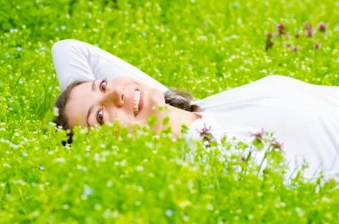 Relaxing in grass Stock Photos