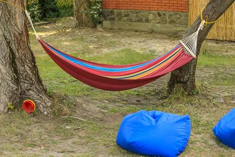 Relaxing on hammock in garden Stock Photos