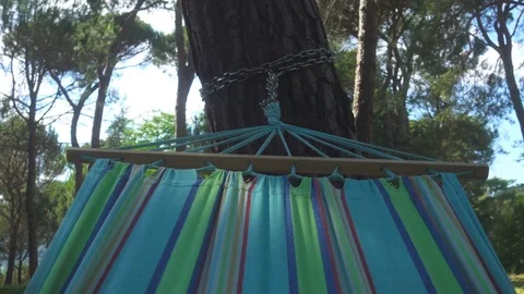 Relaxing on the Hammock at the Park Stock Footage 77411027