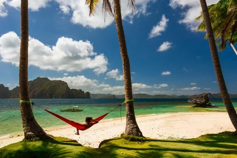 Relaxing in the hammock Stock Photos