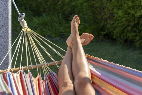 Relaxing in hammock Stock Photos