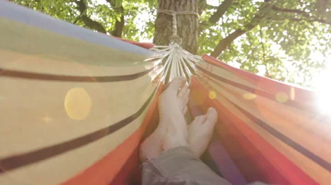 Relaxing in hammock / point of view shot Stock-Footage 56979237