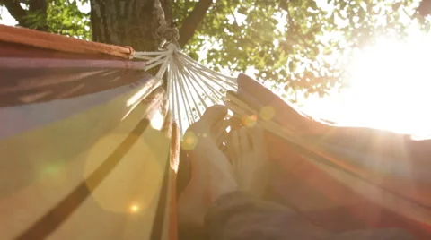 Relaxing in hammock / point of view shot Stock-Footage 56980618