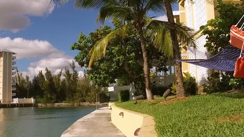 Relaxing Hammock Zone at Port Lucaya, Freeport, Grand Bahama, Bahamas Stock Footage 106910284
