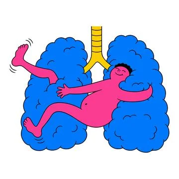 Relaxing in Healthy Lungs Stock Illustration