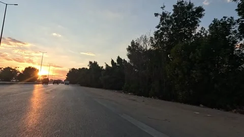 Relaxing highway experience across Cairo Fayoum Desert Road through Egypt desert Stock Footage 330080691