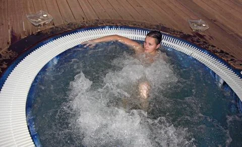 Relaxing in jacuzzi Stock Photos