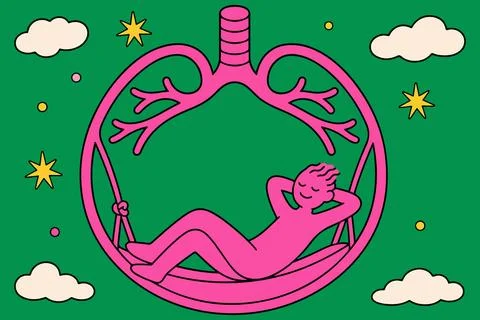 Relaxing in Lung Hammock Stock Illustration
