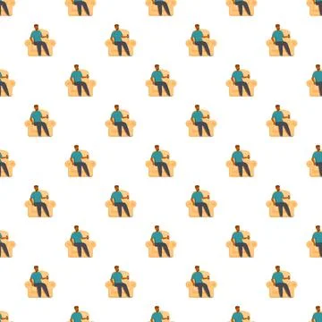 Relaxing man sitting on armchair pattern Stock Illustration