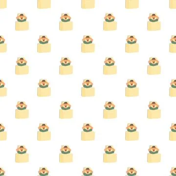 Relaxing man sleeping in bed seamless pattern Stock Illustration