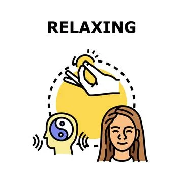 Relaxing mind finding balance and meditation practice Stock Illustration