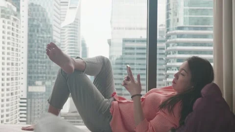 Relaxing in a Modern Cityscape Stock Footage 329374769