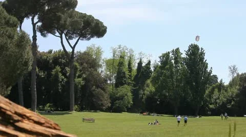 Relaxing at park (a dirigible in the sky) Stock Footage 11234935