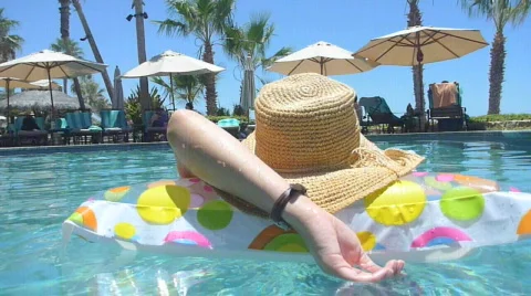 Relaxing in the Pool Stock Footage 736182