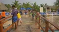 Relaxing in the pool near the bridge at Playa Blanca Resort, Panama 4k or 4k+ Resolution