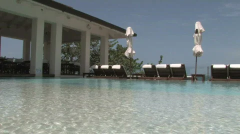 Relaxing Poolside Spa by the Ocean Stock Footage 491279