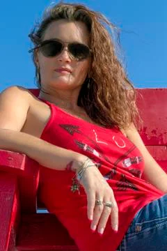 Relaxing in Red Stock Photos