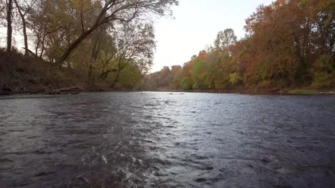 Relaxing river in the Fall Stock Footage 255413872