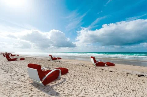 Relaxing seats on the beach Stock Illustration
