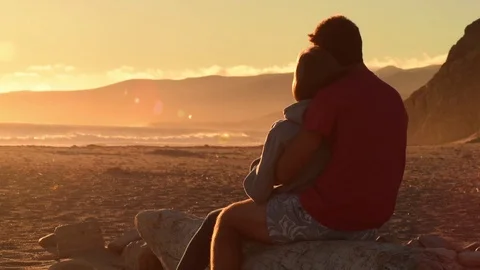 Relaxing Sunset on the Beach Stock Footage