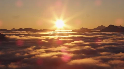 Relaxing sunset shining in cloudy sky troposphere during day time Stock Footage 121577260