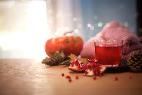 Relaxing tea on autumn table Stock Photos