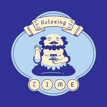 Relaxing time with Bodhidharma Stock Illustration