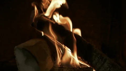 Relaxing time : chimney fire in slow motion Stock Footage 104900201