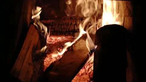 Relaxing video of fire in the fireplace Stock Footage 195089894