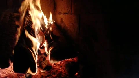 Relaxing video of fire in the fireplace Stock Footage 205070522
