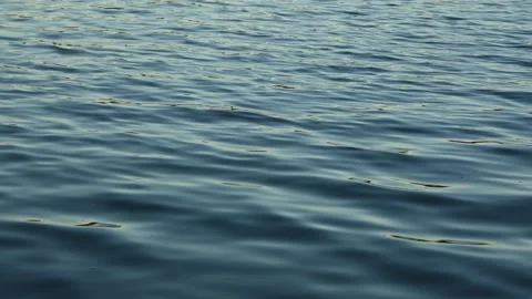 Relaxing view of small waves rippling on a lake and reflecting a deep blue sky. Stock Footage 274360234