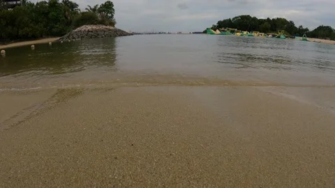 Relaxing waves on the beach Stock Footage 155888127