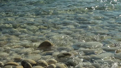 Relaxing Waves on Pebble Beach - Seamless Loop Stock Footage