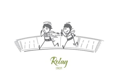 Relay concept. Hand drawn isolated vector. Stock Illustration