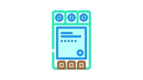 Relay electronic component color icon animation Stock Footage 327269956