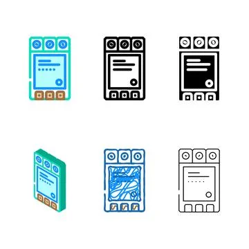 Relay electronic component color variety icon vector 스톡 일러스트