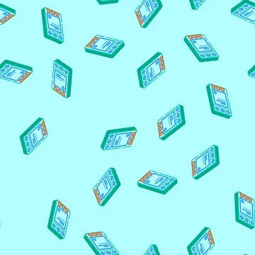 Relay electronic component isometric icon seamless pattern Stock Illustration