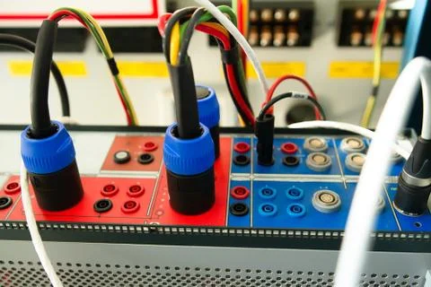 Relay protection testing device. Engineering by electrical tool Foto stock