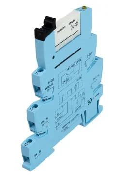 Relay standard modular interface, semiconductor, DC. blue, vertical, isolated 写真素材