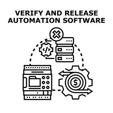 Release automation software development and verification concept Stock Illustration