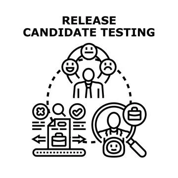 Release candidate testing process evaluating product quality Stock Illustration