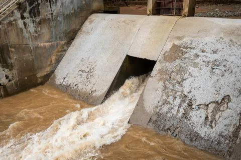Release control of water at floodgate Stock Photos